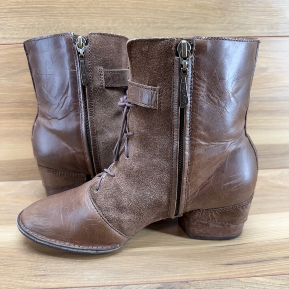 Sergio Tomani Womens Boots 9 9.5 EU 40 Brown Leather Lace Up Block Heel - Picture 6 of 11